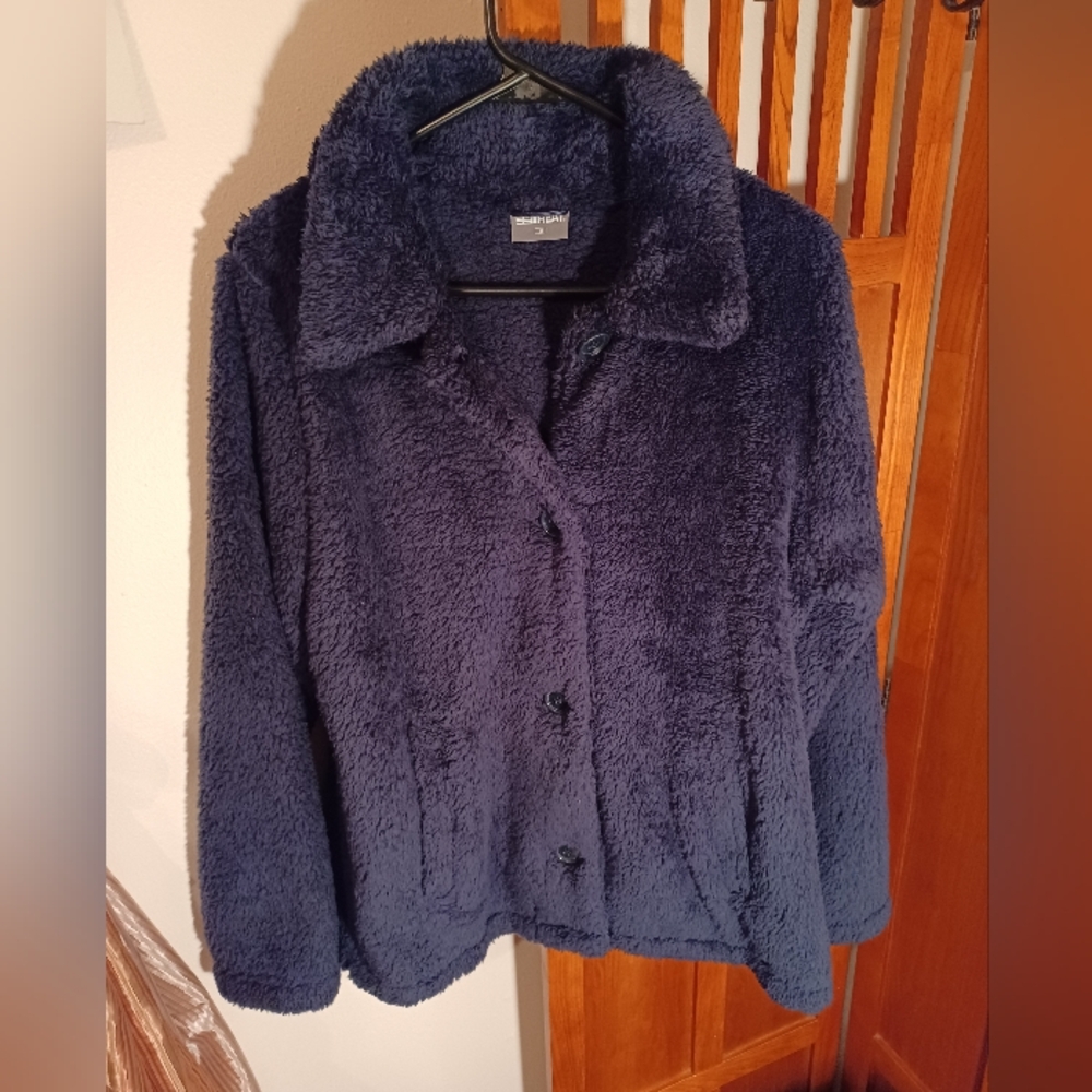 Women's 32degree Heat Fuzzy Thermal Fleece Jacket Size Medium Black